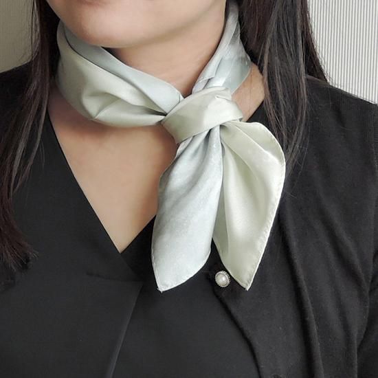 HANA宴 シルクミニスカーフ 波と鳥（うすみどり）