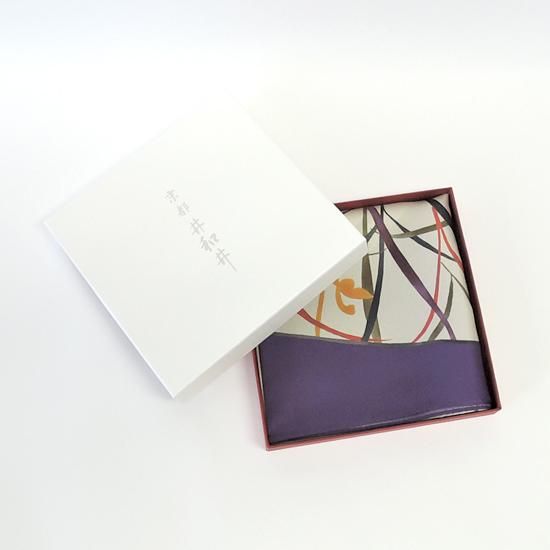 HANA宴 シルクミニスカーフ 陶器（江戸紫色）