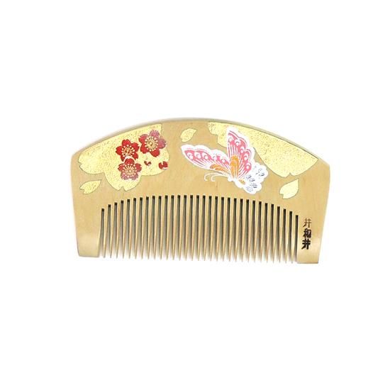 あかね】つげ櫛扇形 蒔絵(蝶) - iwai 京都井和井通販サイト