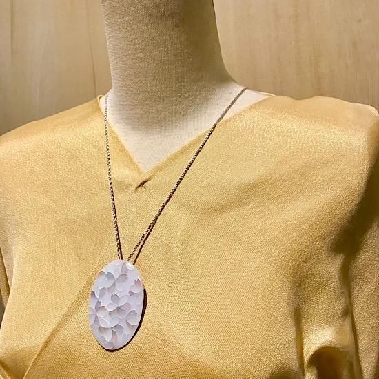 アンティーク井和井】ブローチ大 七宝 桜 白[新品]