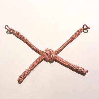 羽織紐　ピンク×グレー(房なし)[アンティーク]