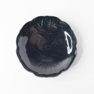 和食器　美濃焼　柴田増三作　天目釉　銘々皿　五客　共布共箱　C　7474 和食器 美濃焼 柴田増三作 天目釉 銘々皿 五客 共布共