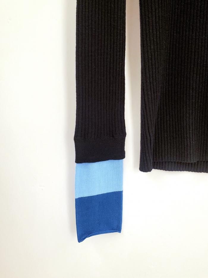 ENFOLD エンフォルド 23SS LAYERD RIB PULLOVER レイヤード リブ プルオーバー ニット 38 ブラック -  ブランド古着買取・販売unstitchオンラインショップ