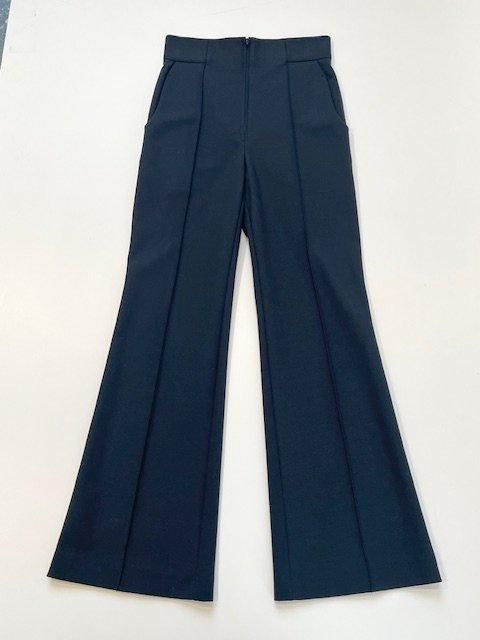 MameKurogouchi(ޥ᥯)/Double Jersey Flared Trousers - black