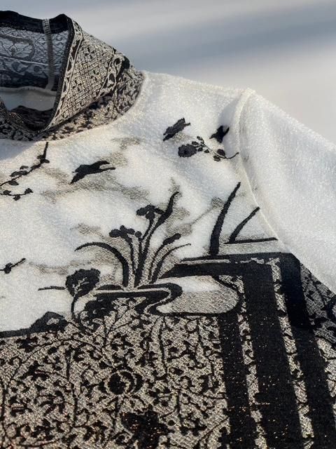 Mame Kurogouchi(マメクロゴウチ)/Nature Pattern Sheer Knitted High