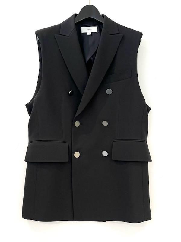 HYKE(ϥ)/OXFORD DOUBLE-BREASTED SLEEVELESS BLAZER