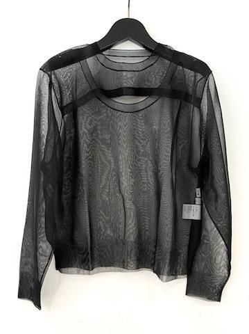 も*ゆ様 HYKE★ハイク★シアースリーブニット★1 ★ブラック★デザインニット HYKE(ハイク)/SHEER CREW NECK SWEATER