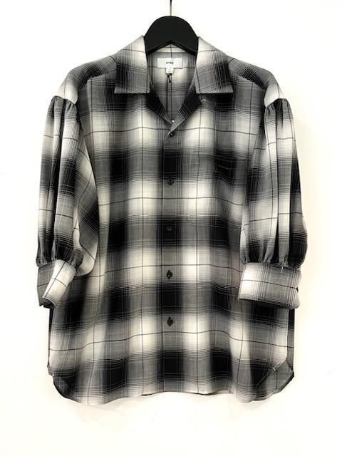 新品 HYKEハイク T/W OMBRE CHECK SHIRT HYKE(ハイク)/T/W OMBRE CHECK BALLON SLEEVE BLOUSE
