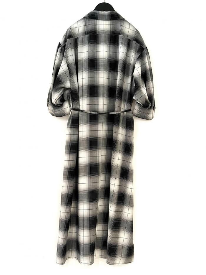 HYKE(ハイク)/T/W OMBRE CHECK BALLOON SLEEVE DRESS