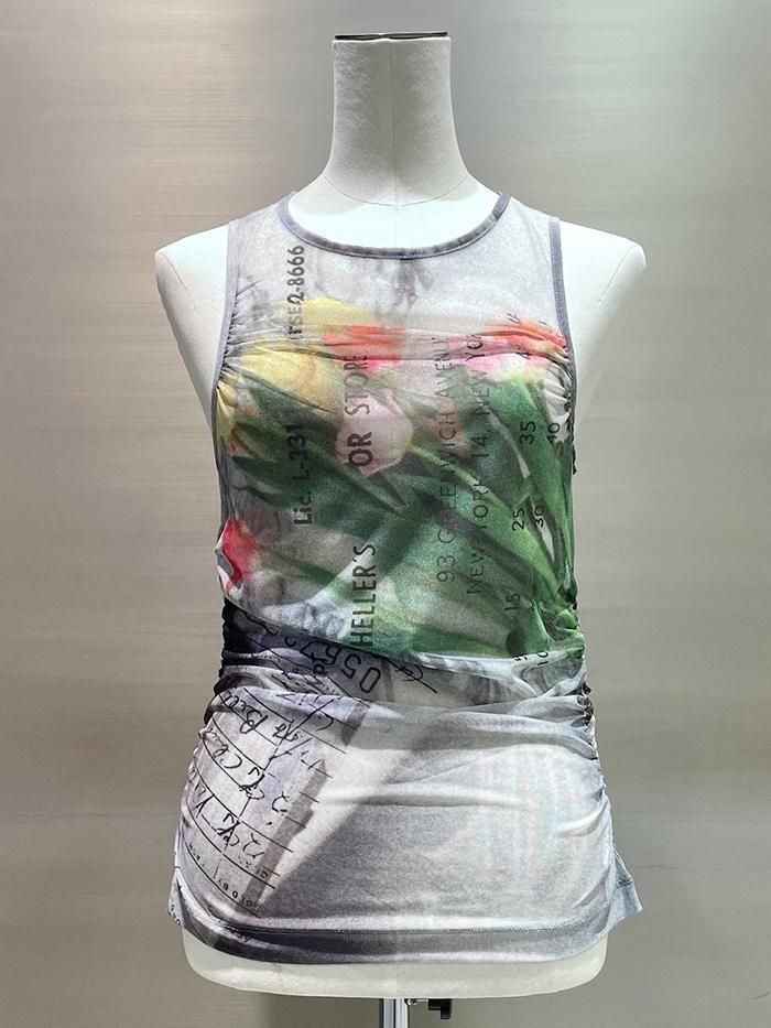Tulip Gather Mesh Tank Top/チューリップギャザーメッシュ