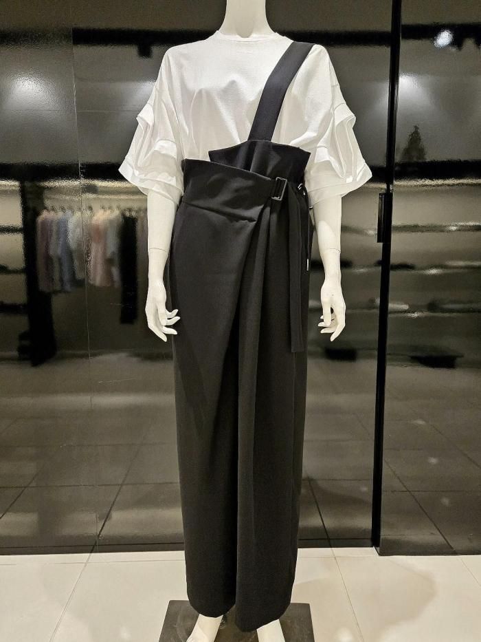 早割 リフト券 ENFOLD(エンフォルド)/ONE-SHOULDER SARROUEL TROUSERS サロペット・オーバーオール・オールインワン