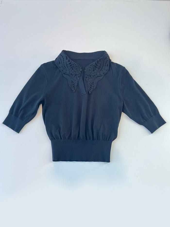 Mame Kurogouchi(ޥ᥯)/Embroidery Collar Knitted Top