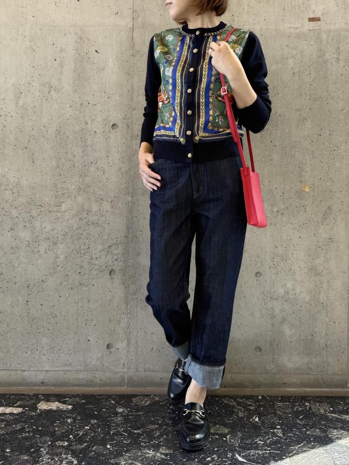 MUVEIL(ミュベール）/スカーフ柄カーディガン