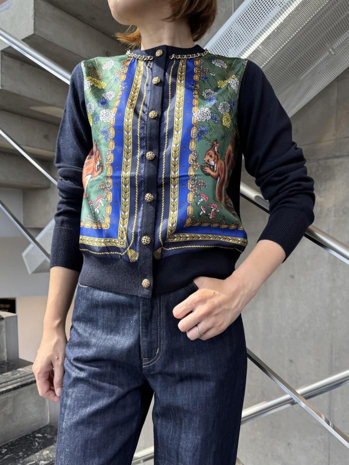 MUVEIL(ミュベール）/スカーフ柄カーディガン