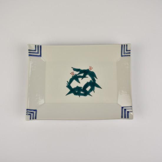 長皿 竹ニ雀の図 色絵定家詠十二ケ月和歌花鳥図角皿 - MIHO MUSEUM