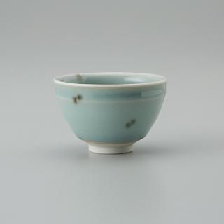 九谷焼作家池島保雄作 青白瓷花入れ 【共箱】【共布】【陶歴