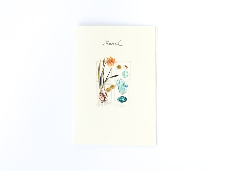 Birthstones and Flowers Card / March