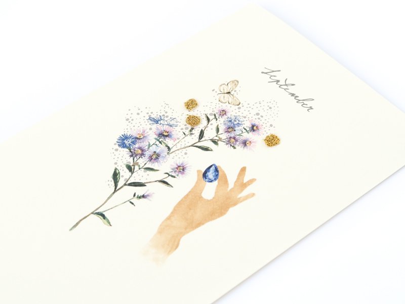 Birthstones and Flowers Card / September