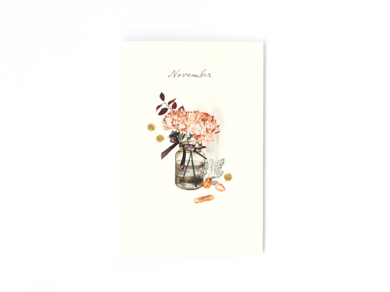 Birthstones and Flowers Card / November