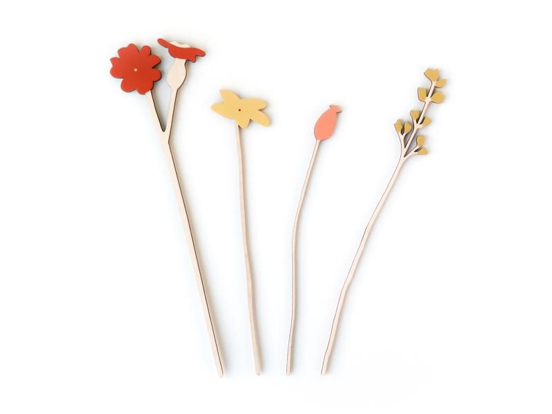 Wooden Flowers / Red Campion Set