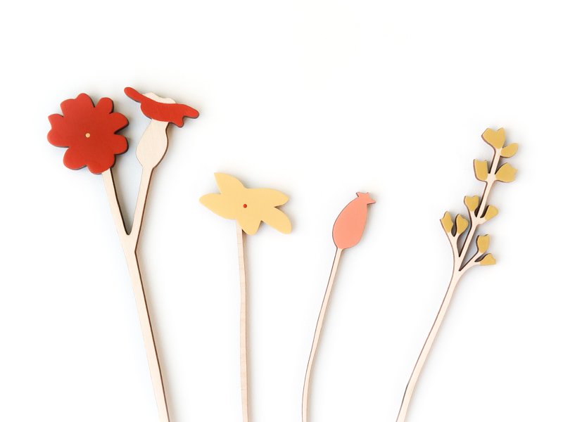 Wooden Flowers / Red Campion Set