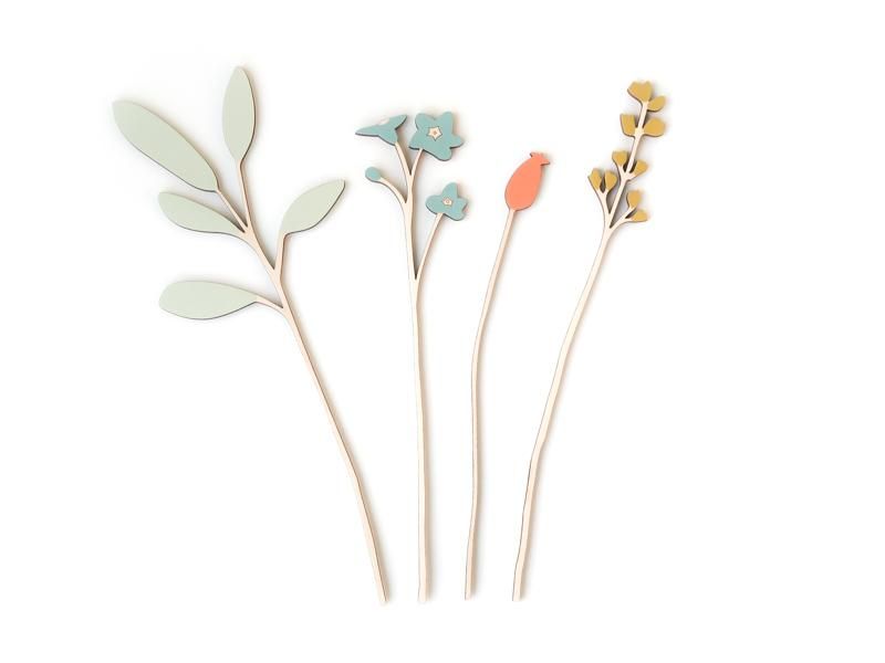 Wooden Flowers / Forget-me-not Set