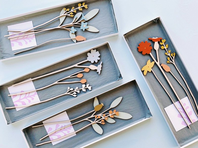 Wooden Flowers / Forget-me-not Set