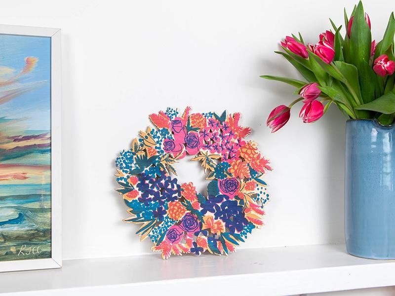 Floral Wooden Wreath