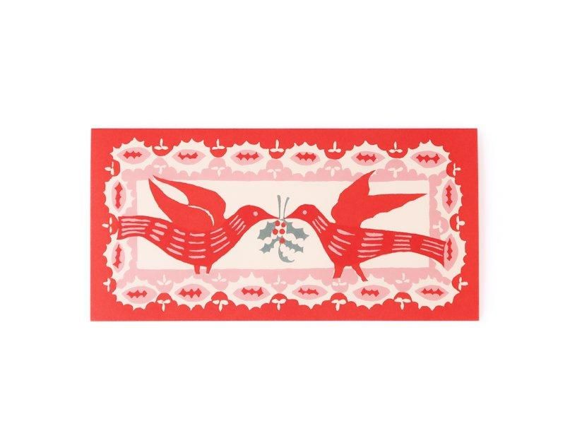 Long Card Two Christmas Birds