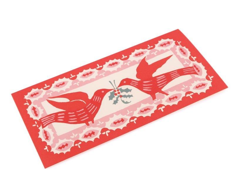 Long Card Two Christmas Birds