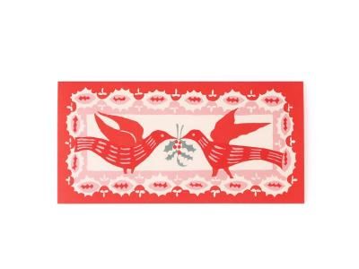 Long Card Two Christmas Birds