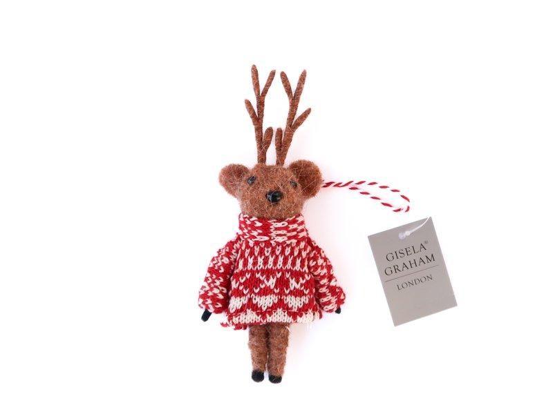 Wool Decoration / Reindeer Girl with Scandi Dress