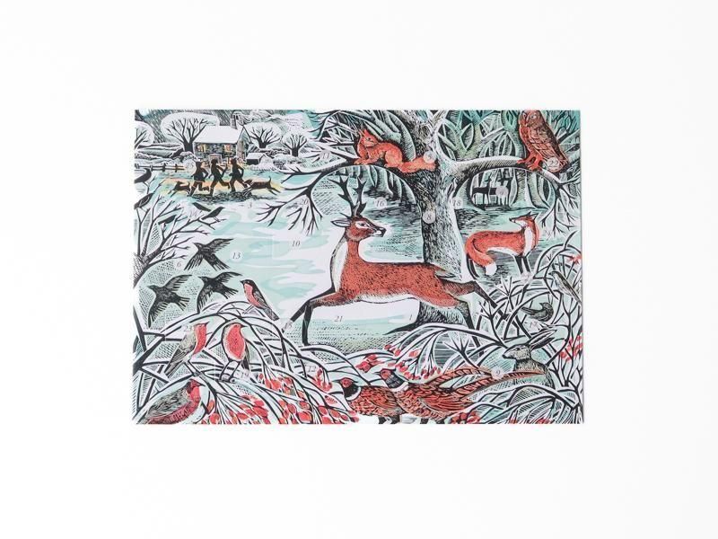 Winter Woodland Advent Card by Angela Harding