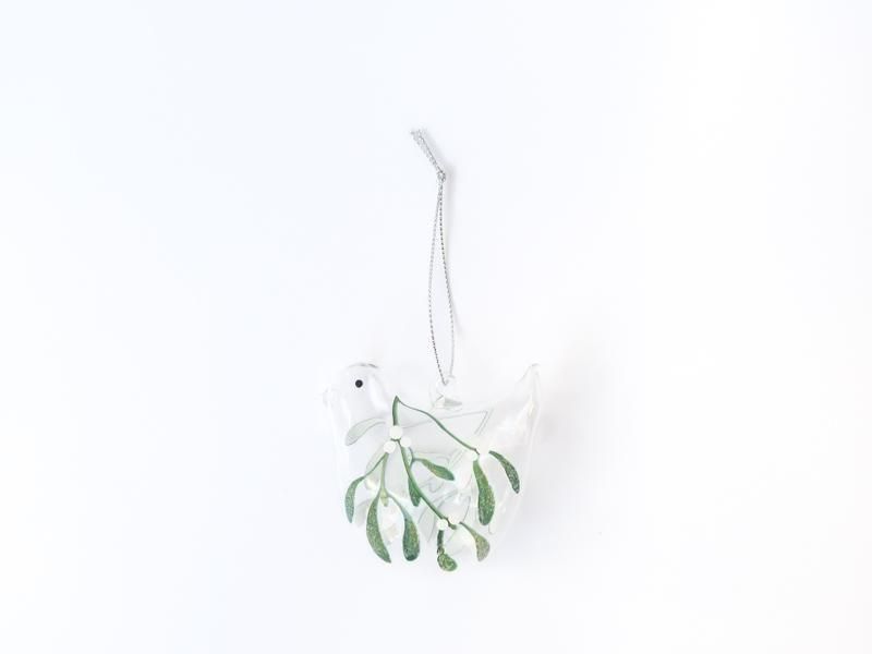 Glass Bird with Mistletoe