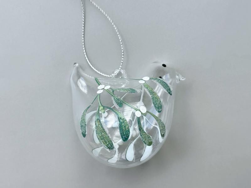 Glass Bird with Mistletoe
