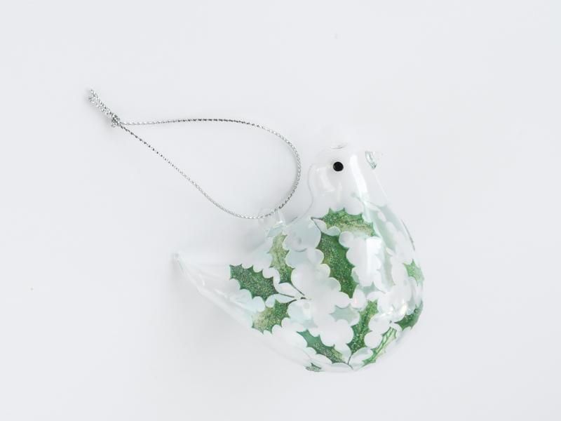 Glass Bird with Holly