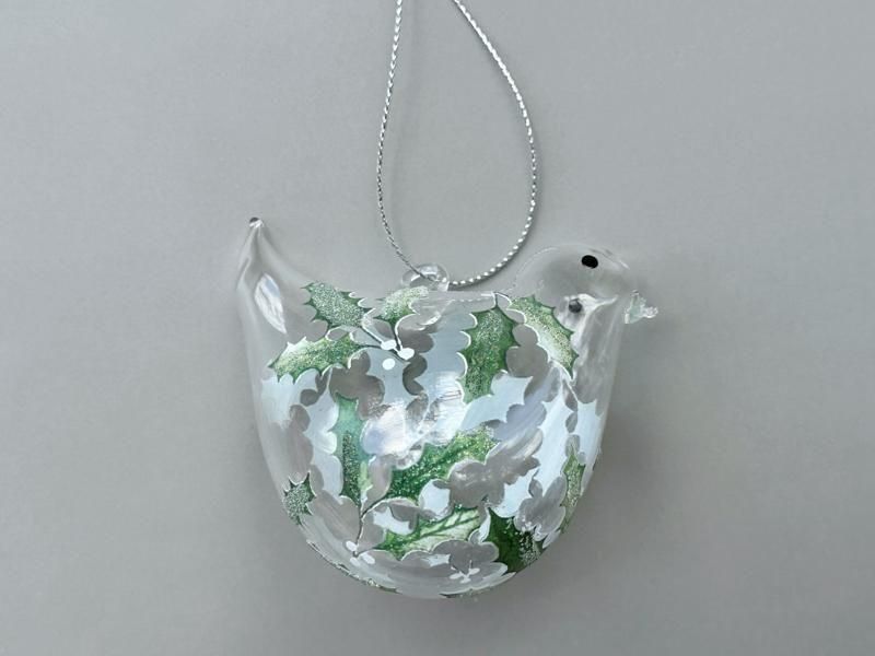 Glass Bird with Holly