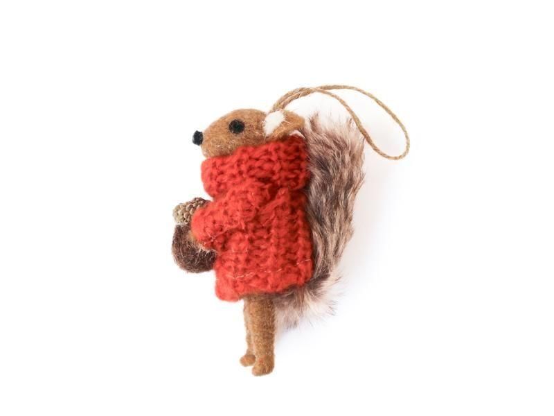 Wool Decoration / Squirrel in Orange Jumper