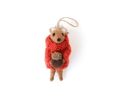 Wool Decoration / Squirrel in Orange Jumper