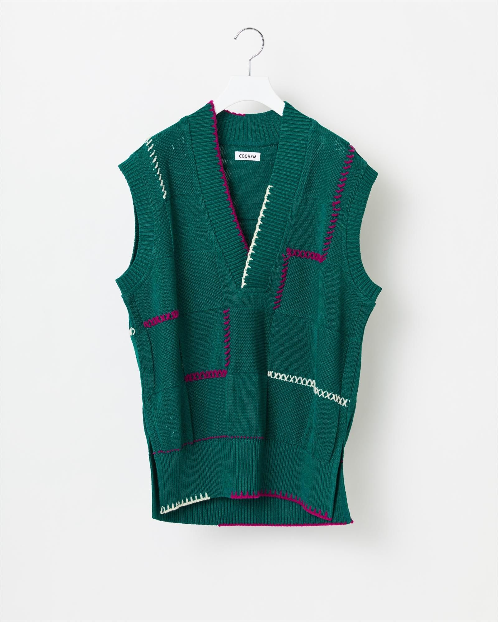 STITCH WORK KNIT VEST - Yonetomi STORE ONLINE|ヨネトミストア