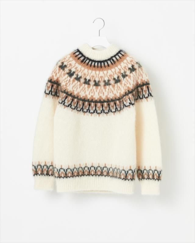 MOHAIR WOOL NORDIC KNIT PULLOVER