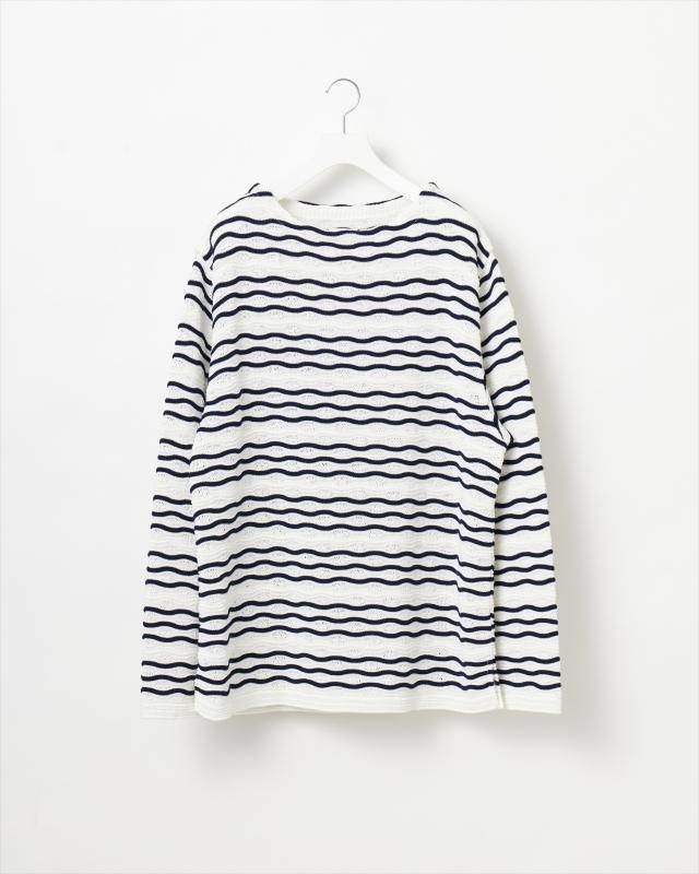 PIN TUCK BORDER KNIT PULLOVER