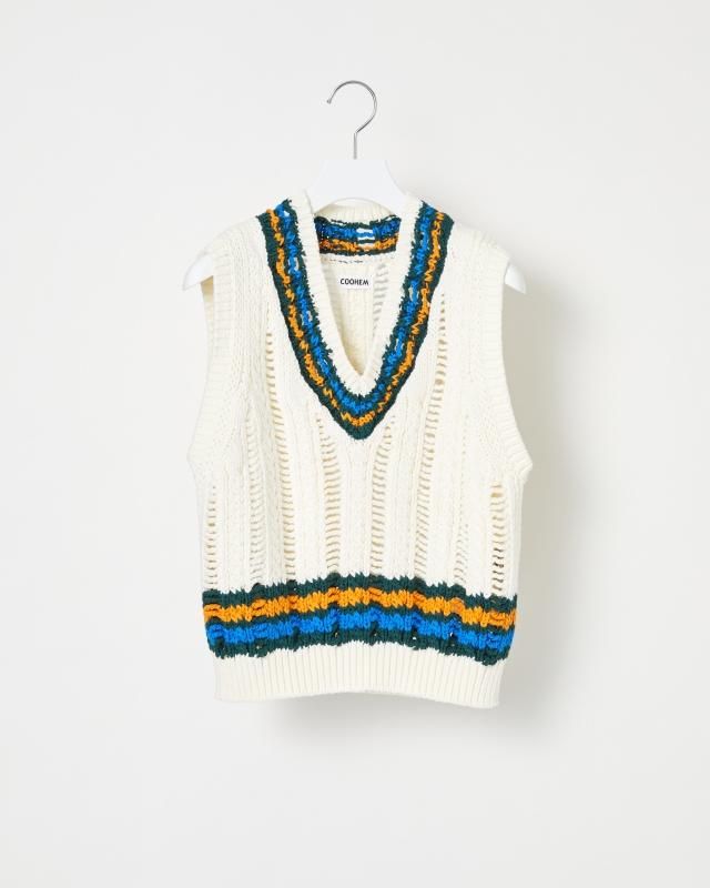 SUKASHI TILDEN KNIT VEST - Yonetomi STORE ONLINE｜ヨネトミ