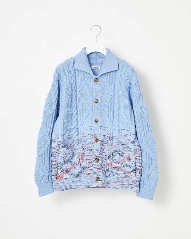 GRADATION ARAN KNIT CARDIGAN