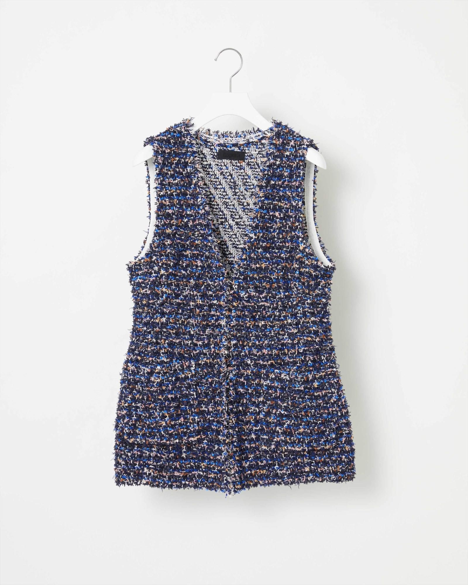 トップス pois Tweed vest FLAG MOLE TWEED VEST - Yonetomi STORE ONLINE｜ヨネトミストア