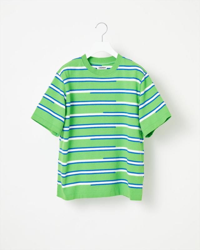 LIGHT WAVE COTTON RETRO BORDER KNIT PULLOVER