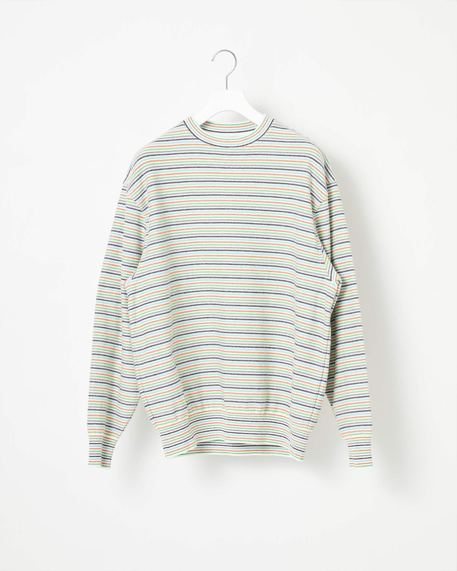 mlt4780-Span Fraise Border Key Neck Long Sleeve Pullover