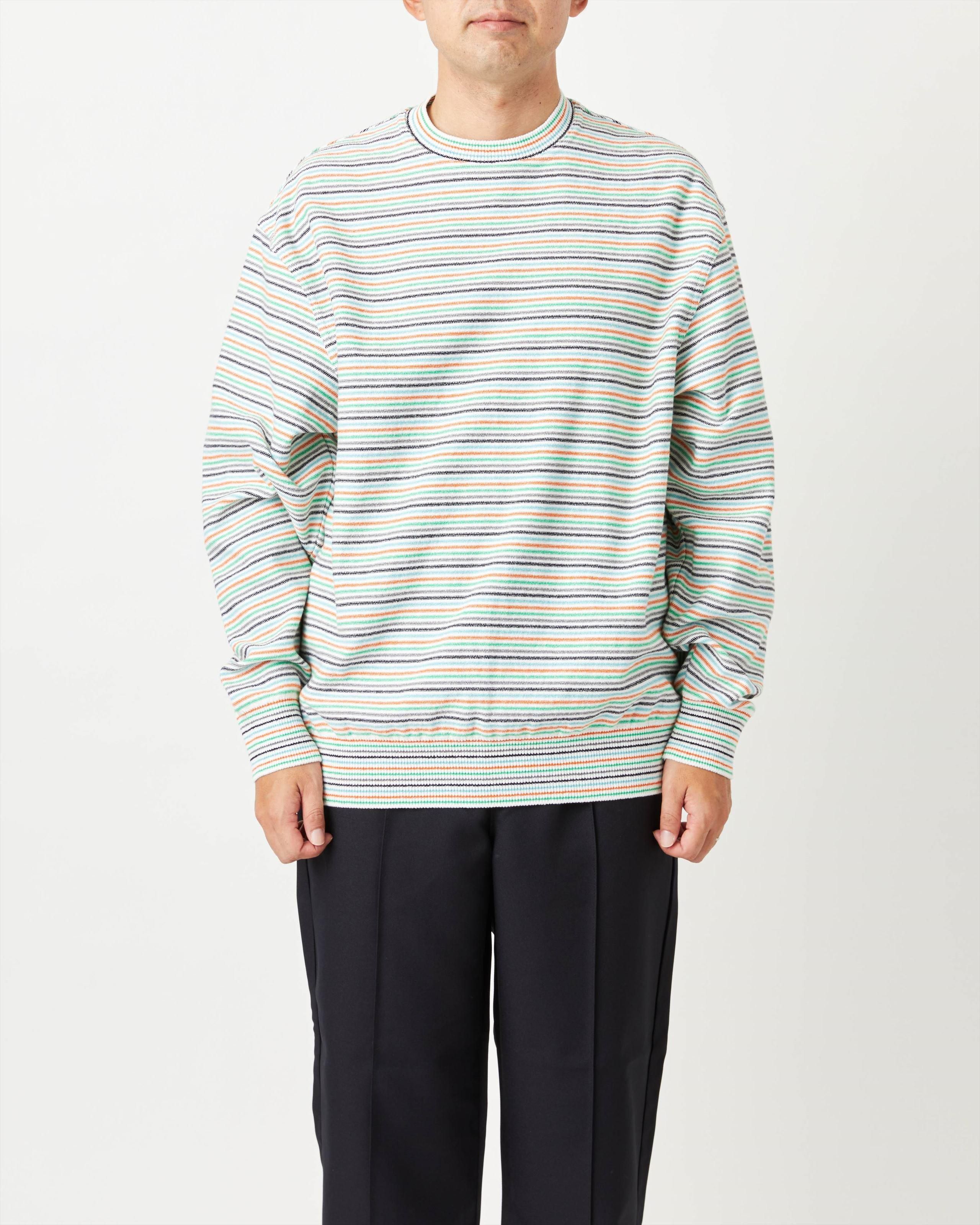 WAVE COTTON MULTI BORDER KNIT PULLOVER - Yonetomi STORE WAVE COTTON MULTI BORDER KNIT PULLOVER - Yonetomi STORE