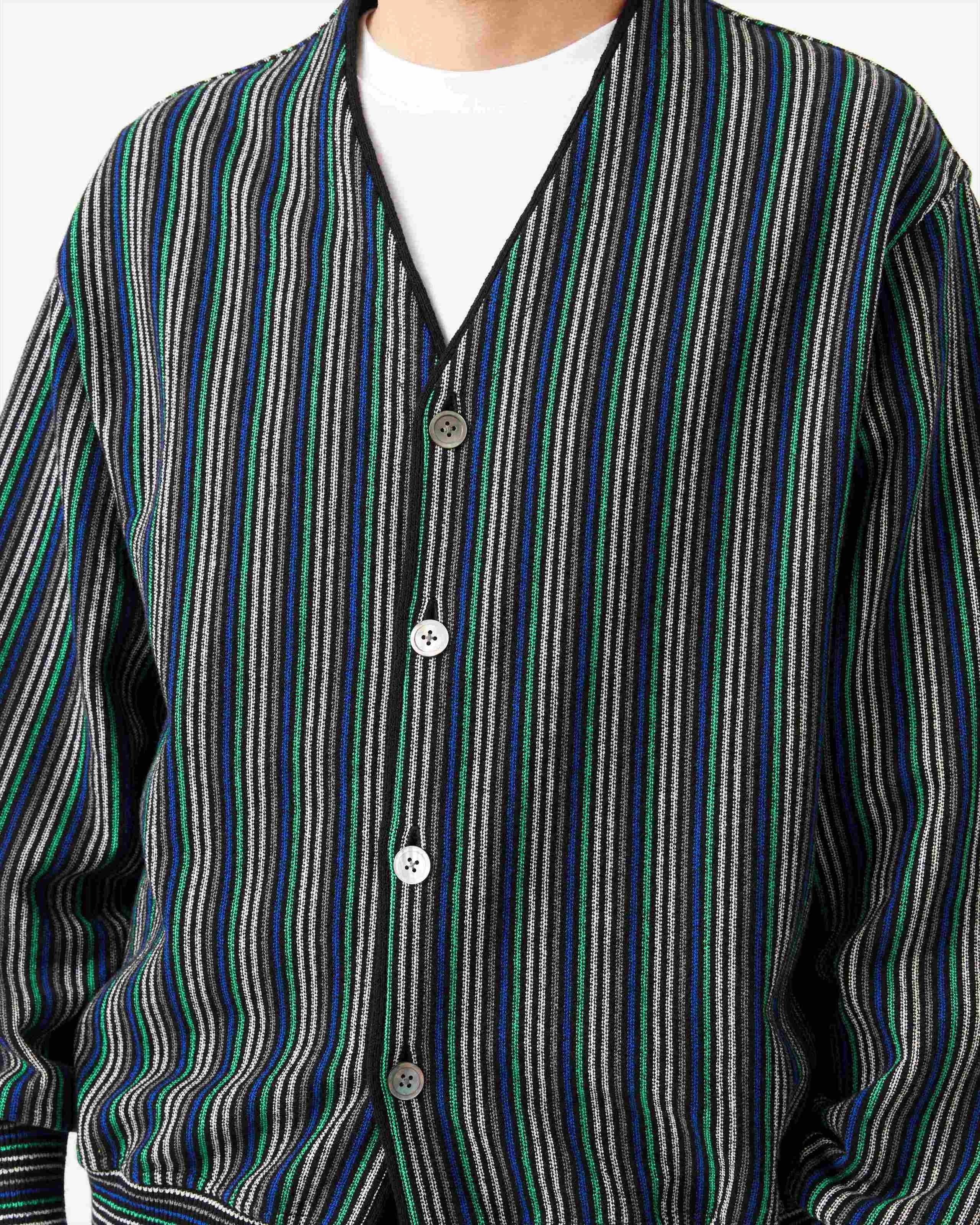 WAVE COTTON MULTI BORDER KNIT CARDIGAN - Yonetomi STORE WAVE COTTON MULTI BORDER KNIT CARDIGAN - Yonetomi STORE