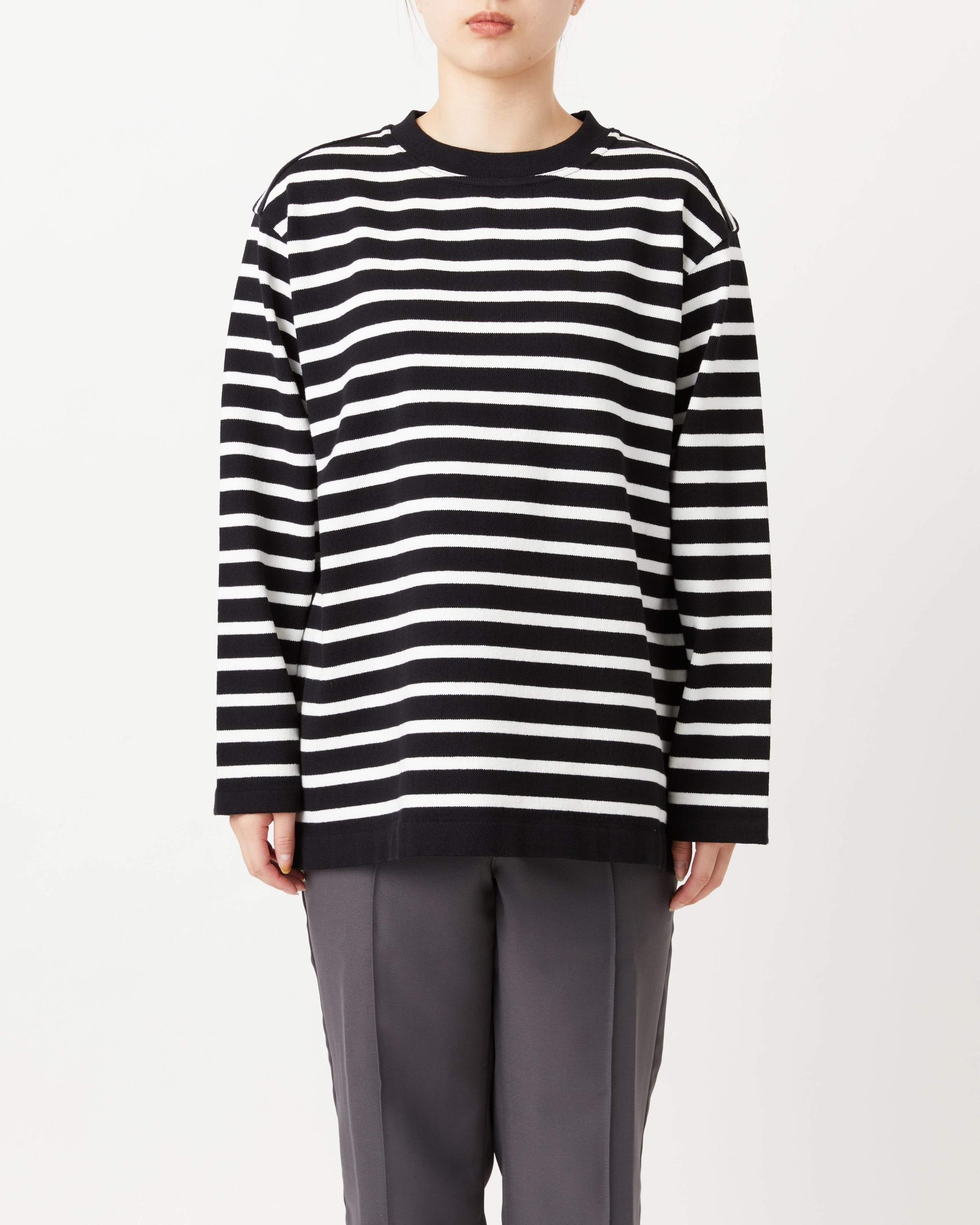 WAVE COTTON BASQUE KNIT PULLOVER 〈CREW NECK〉 - Yonetomi
